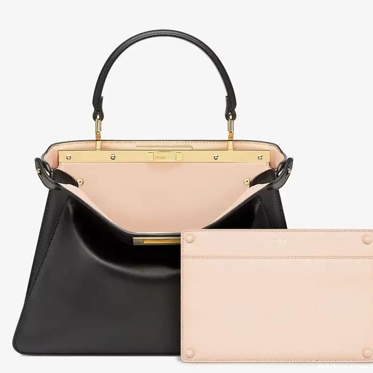 Vintage HOT Bag Nappa In Medium Black ISeeU Fendi Peekaboo Laether 0704